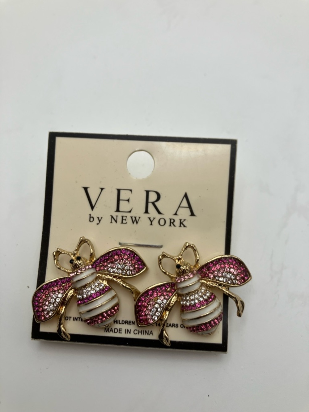 Vera New York Pink & Gold Bee Earrings